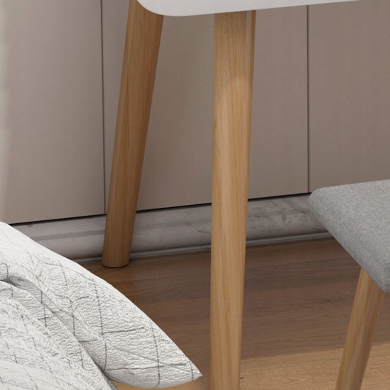 Masuta de Toaleta pentru Machiaj cu Oglinda, Masa Alba din Lemn cu 2 Sertare, 80 cm