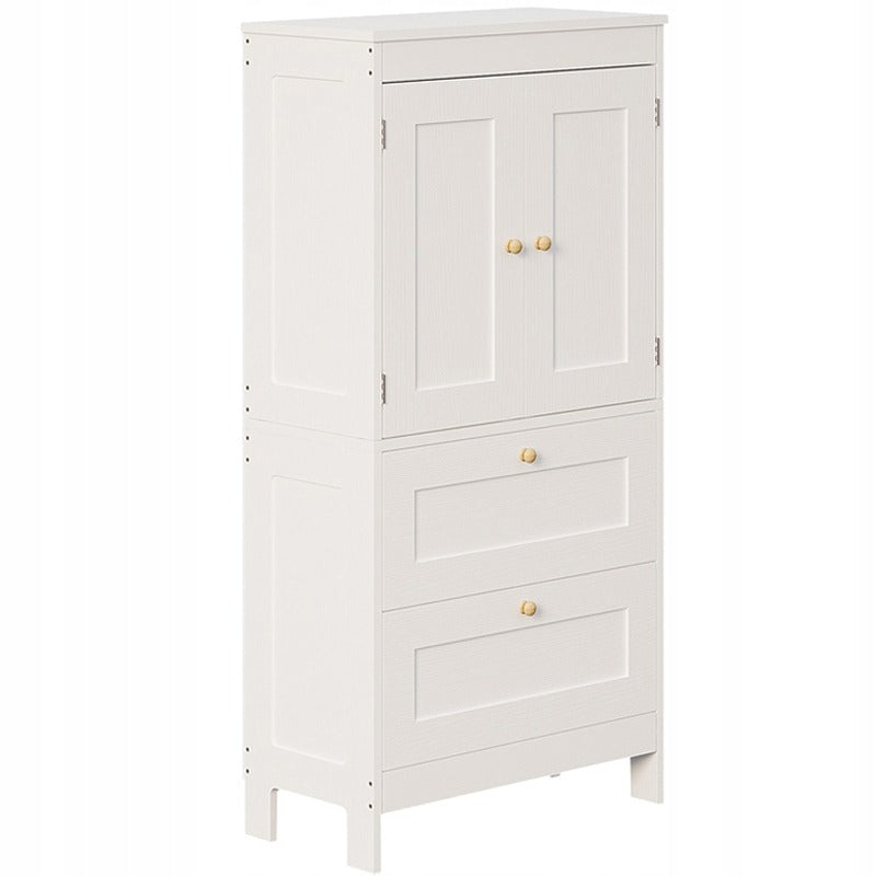 Dulap Independent de Baie cu 2 Sertare si Usi, Alb, 60x30x120 cm, din MDF