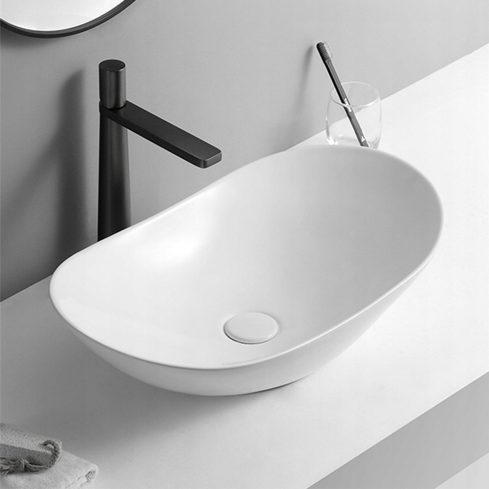 Lavoar ceramic 60 cm – Rebiko, alb, design modern