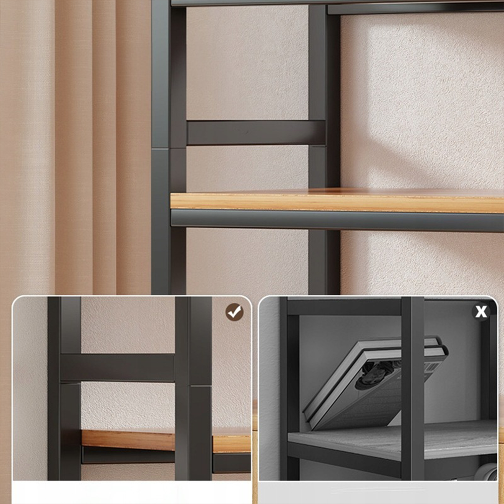 Bibliotecă industrială 190 cm – 5 rafturi + dulap, MDF + metal