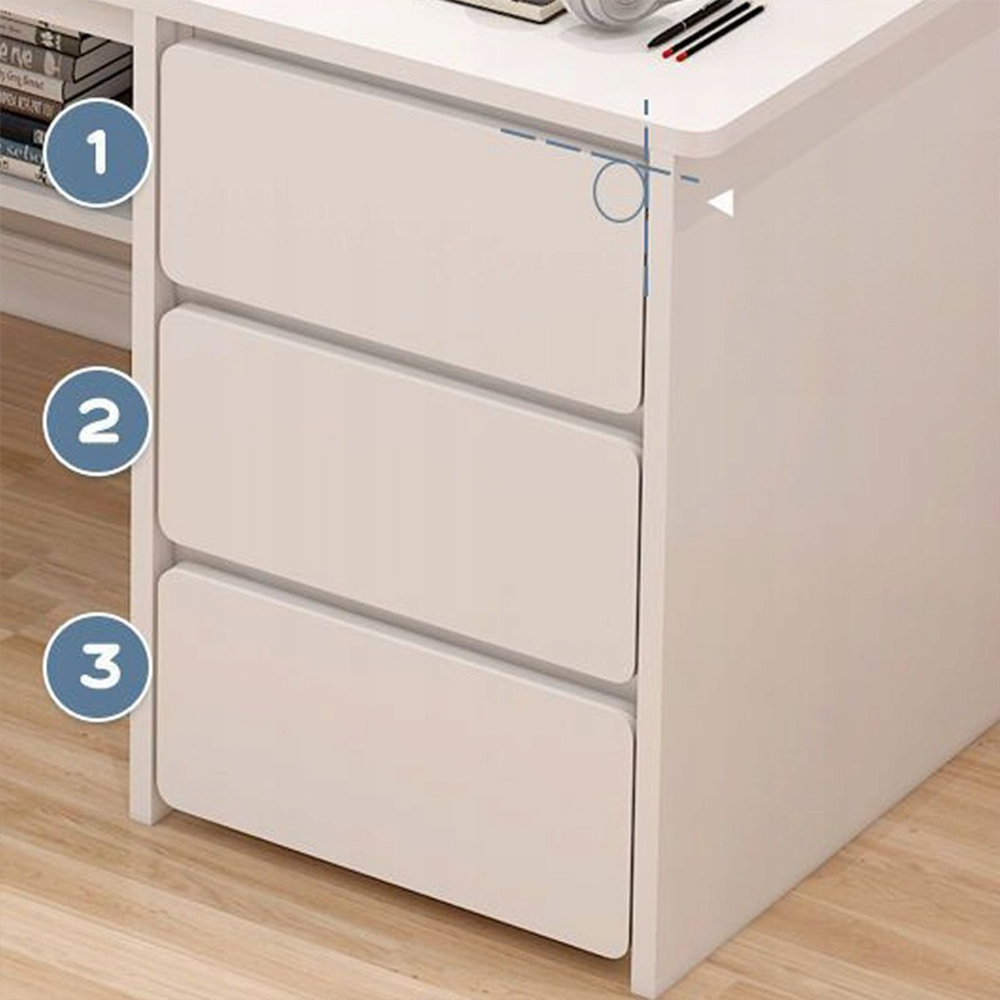 Birou modern 120 cm alb – MDF, cu polițe, pentru laptop și PC