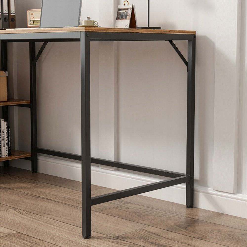 Birou maro rustic 120 cm – cu 2 rafturi laterale, MDF, design loft