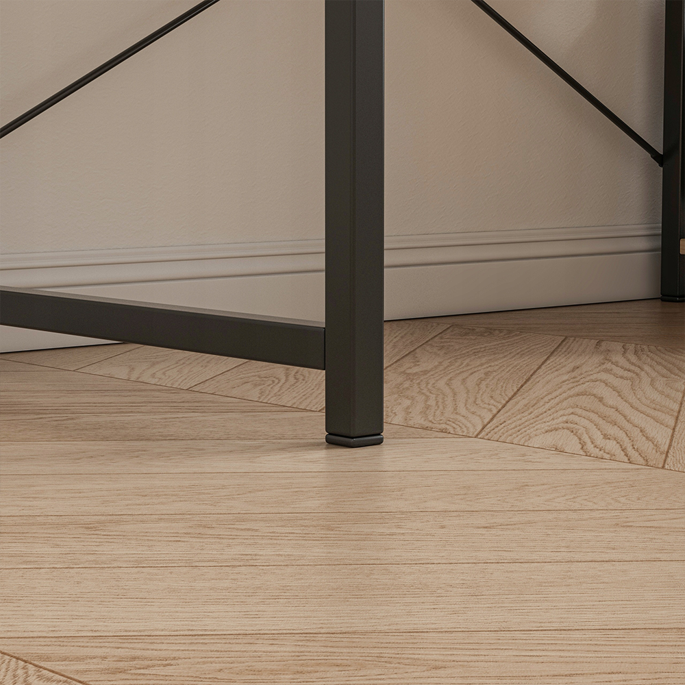 Birou cu rafturi 120 cm – MDF + metal, maro deschis, stil industrial loft