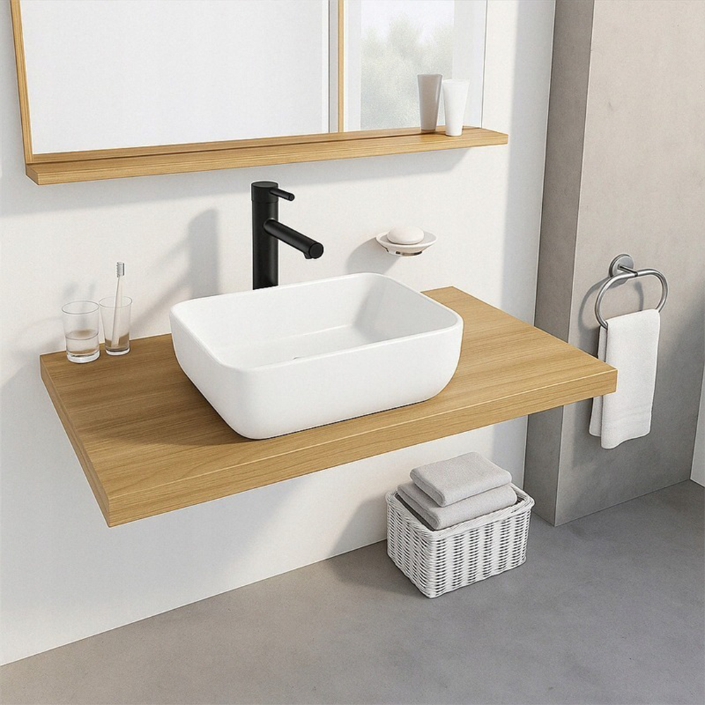 Lavoar ceramic mic 37 cm – oval, alb lucios, pentru toaletă de serviciu