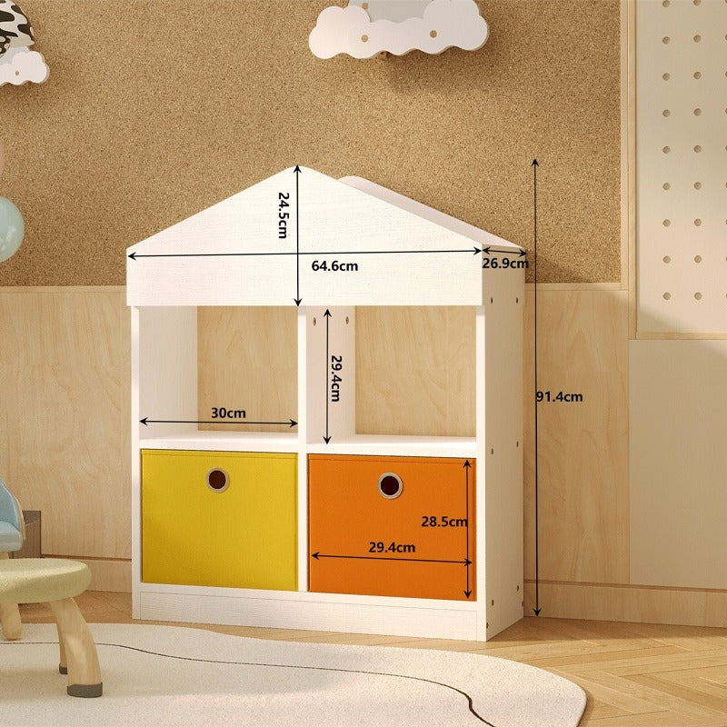 Raft Organizator in Forma de Casuta pentru Copii, Biblioteca Alba, 64x27x91 cm