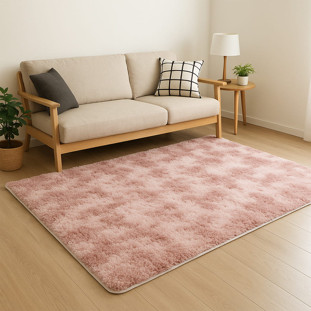 Covor pufos roz modern – poliester, 30 mm, confort termic și fonic