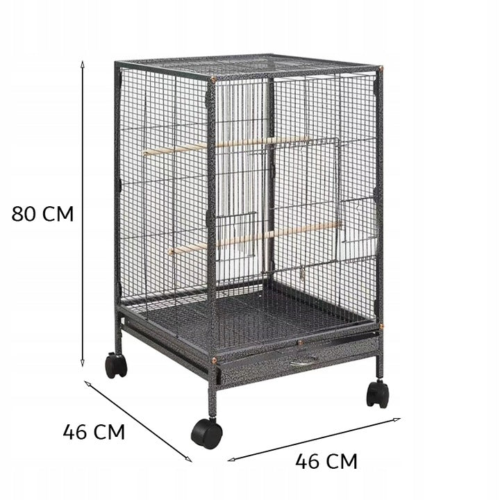 Voliera Metalica pentru Pasari Exotice si Papagali, Inaltime 80 cm, 46x46 cm