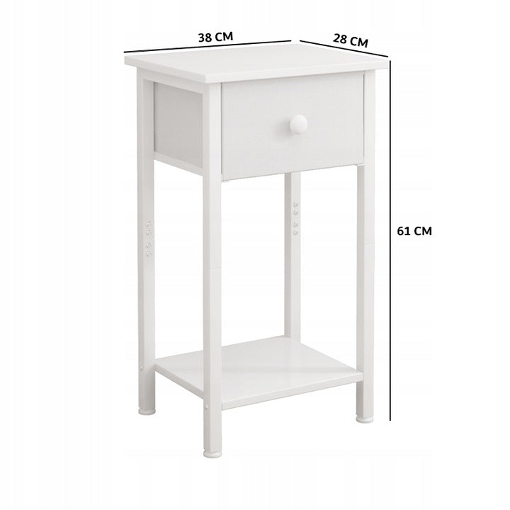 Noptiera Alba Mat din MDF cu 1 Sertar si 2 Rafturi Deschise, 45x30x68 cm