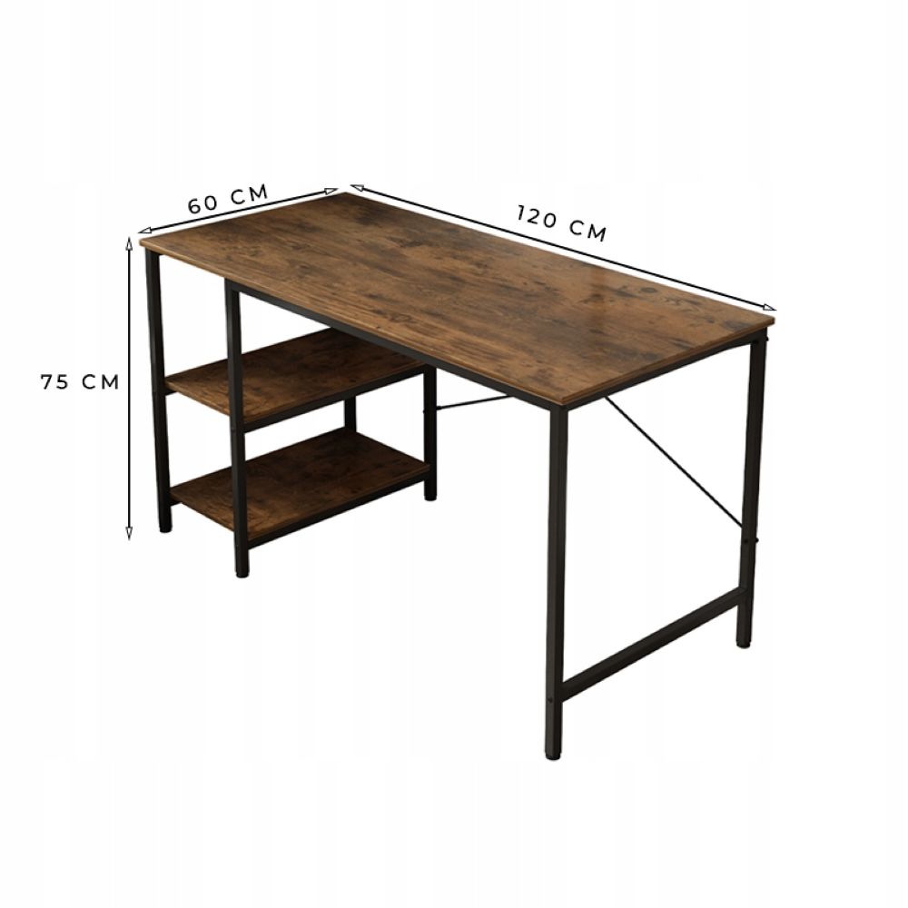 Birou cu rafturi 120x60 cm – MDF, stil industrial, modern