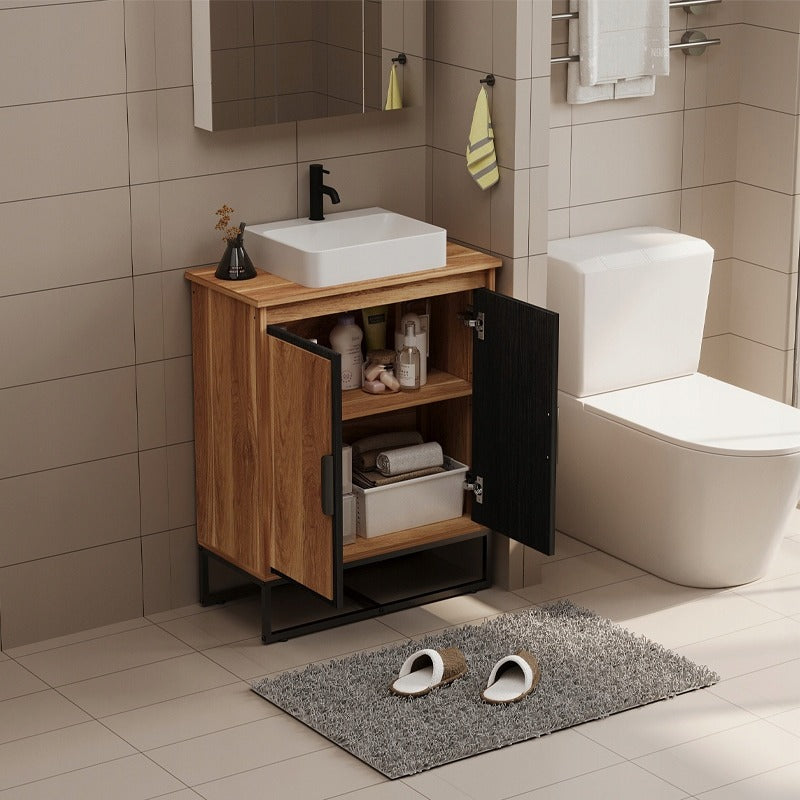 Masca Chiuveta Baie din MDF 82 cm, Dulap sub Lavoar Stejar Sonoma, 2 Usi