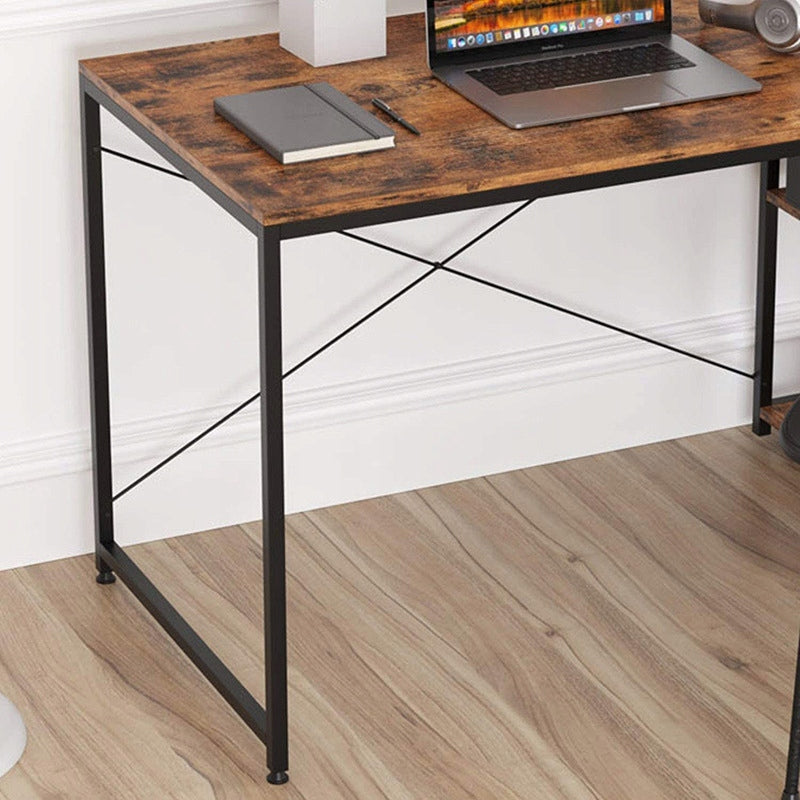 Birou cu rafturi 120 cm – negru, industrial, MDF + metal