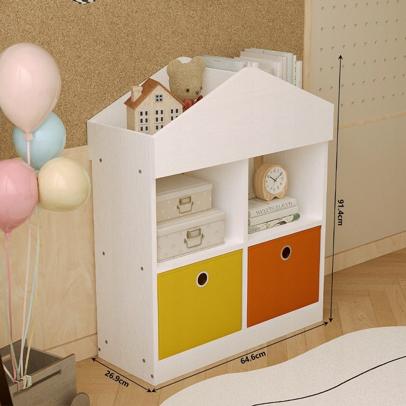 Raft Organizator in Forma de Casuta pentru Copii, Biblioteca Alba, 64x27x91 cm