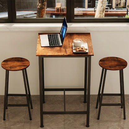 Masă de Bar Pătrată 90cm – Masă Înaltă Bucătărie Maro Retro Loft