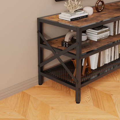 Comoda TV Stil Loft 140 cm, Suport TV Maro Rustic, Depozitare Media pentru Living