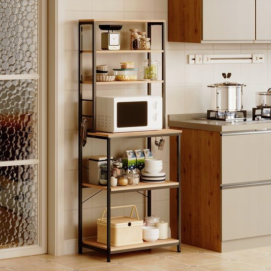 Etajera de Bucatarie si Living Stil Industrial cu 6 Rafturi, Stejar Sonoma, 60x40x166 cm