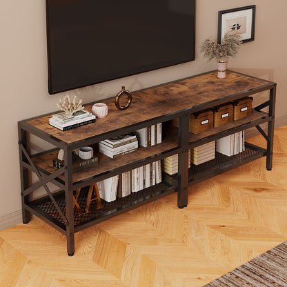 Comoda TV Stil Loft 140 cm, Suport TV Maro Rustic, Depozitare Media pentru Living