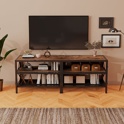 Comoda TV Stil Loft 140 cm, Suport TV Maro Rustic, Depozitare Media pentru Living
