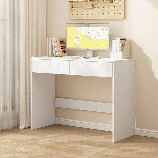 Birou alb 100 cm – cu 2 sertare, modern, pentru home office