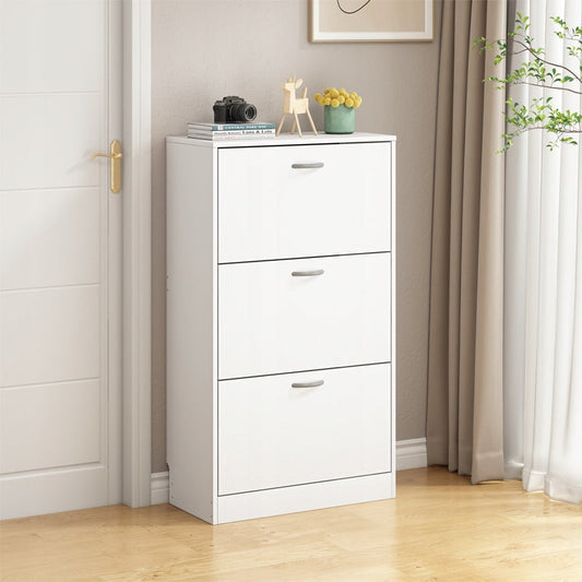 Dulap încălțăminte 110 cm – alb, 3 uși, design modern