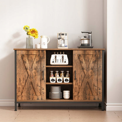 Dulap comodă 100 cm maro rustic – 2 sertare + polițe, design clasic