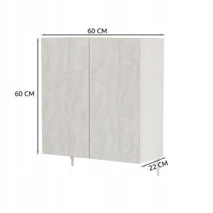 Dulap oglindă baie 60 cm – alb, suspendat, MDF, organizare cosmetice