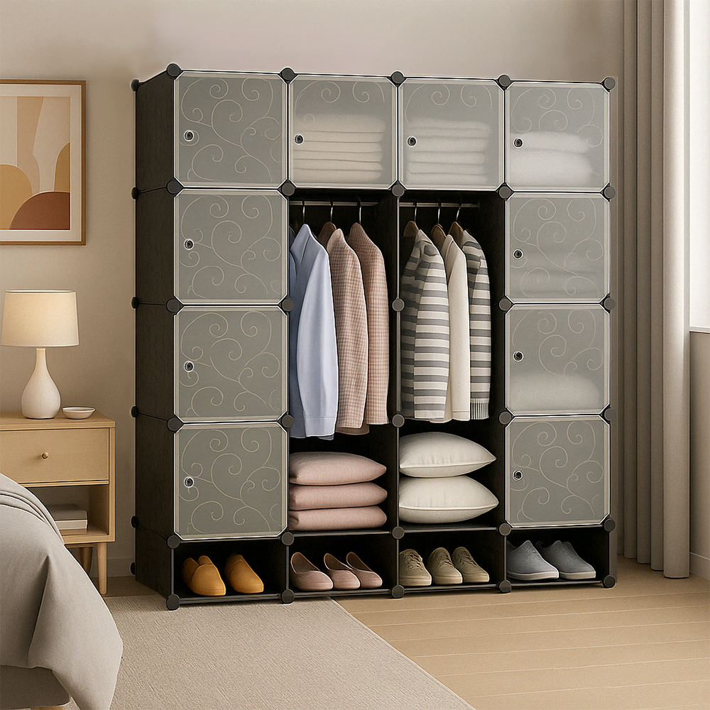 Dulap modular 165 cm – organizator haine și pantofi, ușor de montat