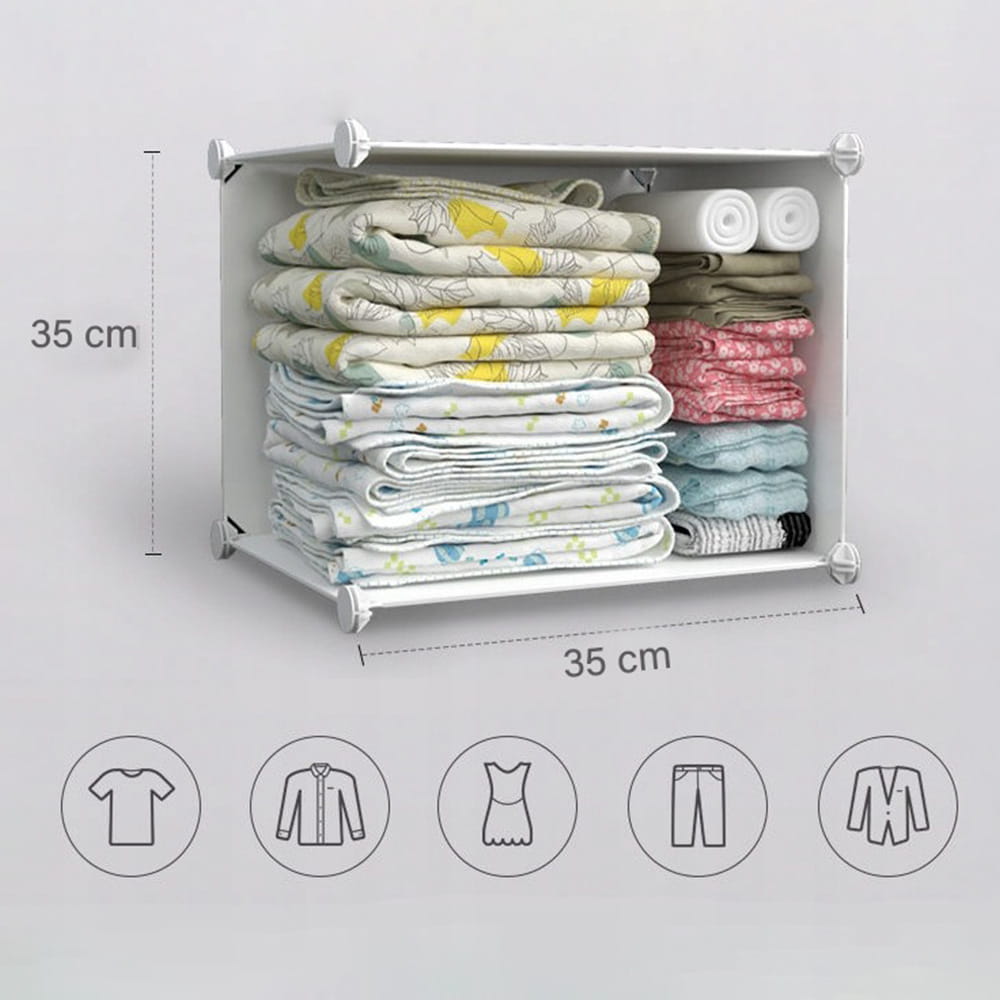 Dulap modular 12 cuburi – 110x147 cm, organizator haine, plastic durabil