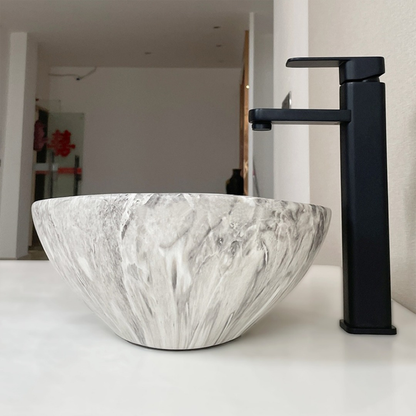 Lavoar baie 42 cm marmură – ceramică, design modern, montaj pe blat