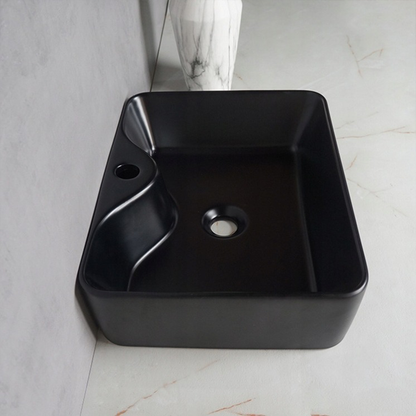 Lavoar Rebiko 48 cm – ceramică negru mat, stil modern/industrial
