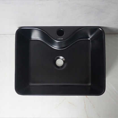 Lavoar Rebiko 48 cm – ceramică negru mat, stil modern/industrial