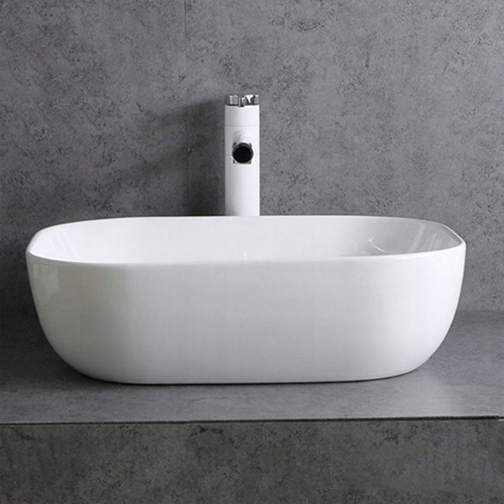 Lavoar Rebiko 46 cm – ceramică albă, pentru blat, design modern