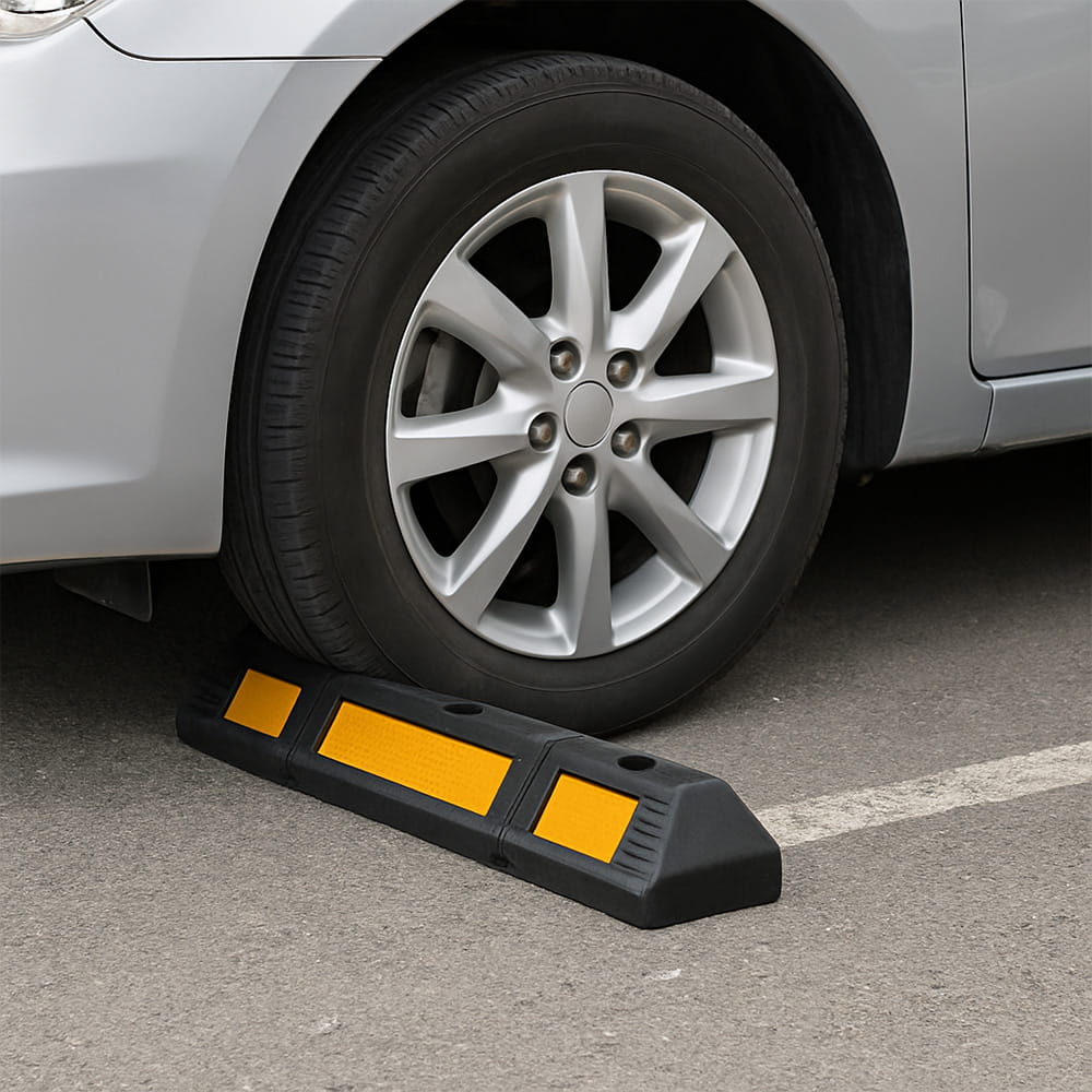 Limitator parcare 59 cm – opritor roată auto cu bandă reflectorizantă