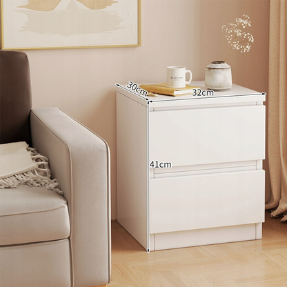 Noptieră modernă 41 cm – alb, cu sertare, design minimalist