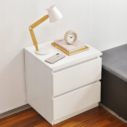 Noptieră modernă 41 cm – alb, cu sertare, design minimalist