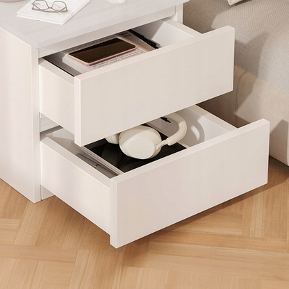 Noptieră modernă 41 cm – alb, cu sertare, design minimalist