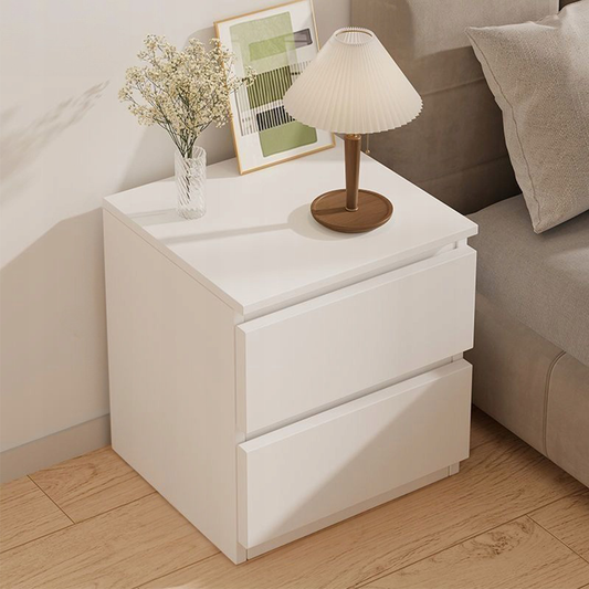 Noptieră modernă 41 cm – alb, cu sertare, design minimalist