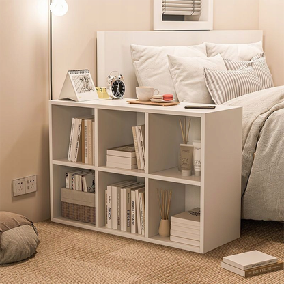 Bibliotecă 6 cuburi 90 cm – albă, MDF, pentru living/birou