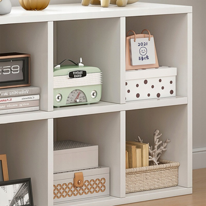 Bibliotecă 6 cuburi 90 cm – albă, MDF, pentru living/birou