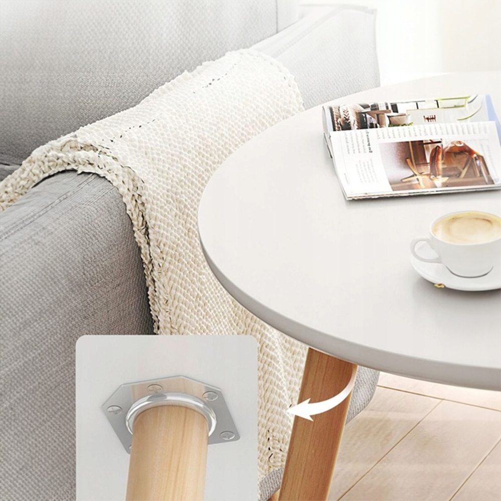 Măsuță rotundă 60 cm alb – masă living modernă, picioare lemn