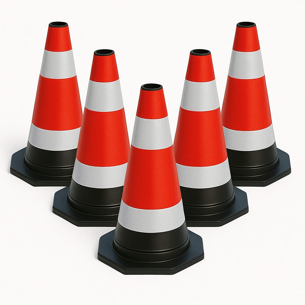 Set 5 conuri avertizare 40 cm – portocalii, plastic flexibil