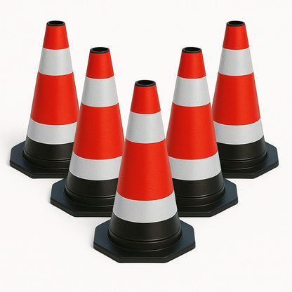 Set 5 conuri avertizare 40 cm – portocalii, plastic flexibil