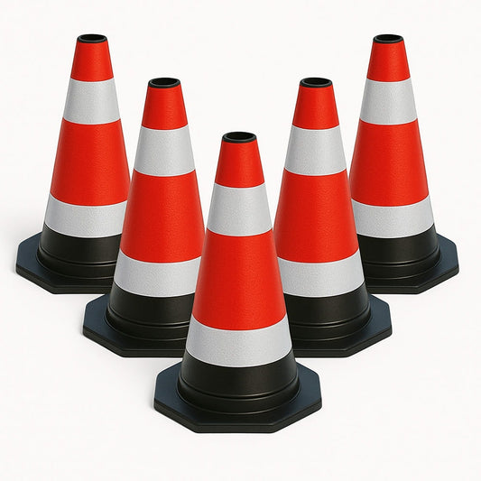 Set 5 conuri avertizare 40 cm – portocalii, plastic flexibil