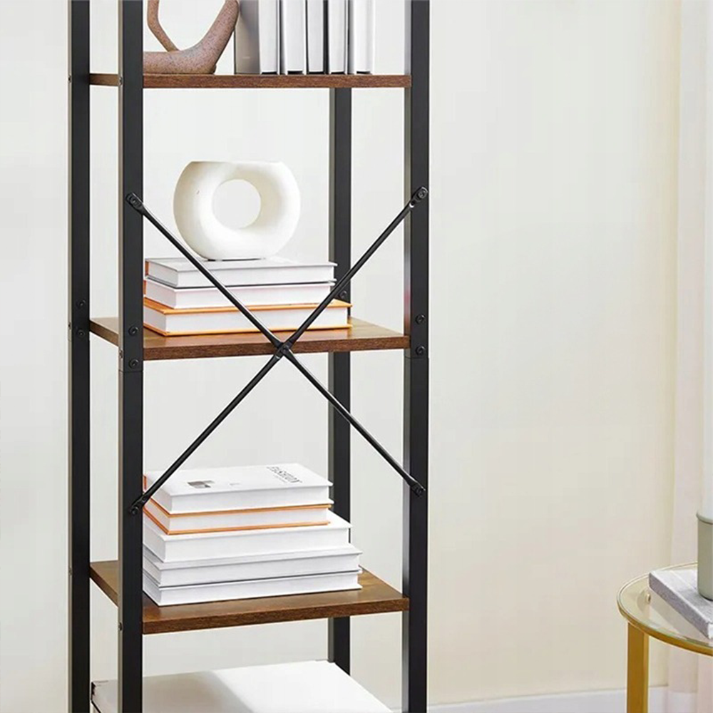 Bibliotecă verticală 187 cm – MDF + metal, stil industrial, 40 cm lățime