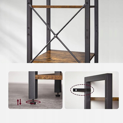 Bibliotecă verticală 187 cm – MDF + metal, stil industrial, 40 cm lățime