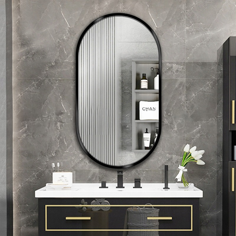 Oglindă rotunjită 75 cm – montaj perete, stil modern/scandinav, decorativă