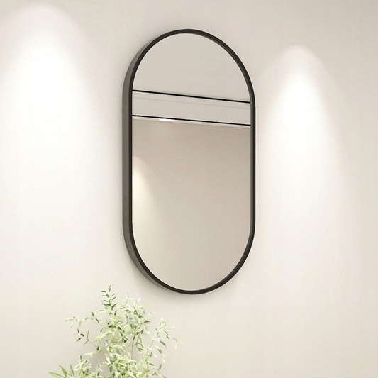 Oglindă rotunjită 75 cm – montaj perete, design modern, pentru baie și hol