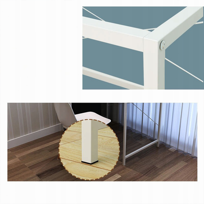 Birou alb 120 cm – cu rafturi laterale, MDF, design modern/scandinav