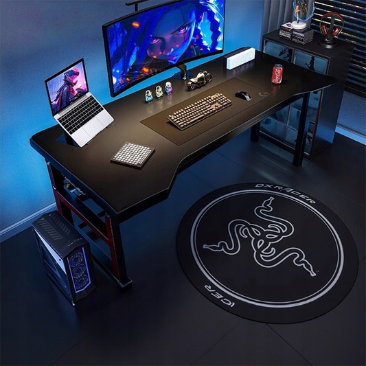 Birou gamer 120x60 cm – negru, MDF + metal, stil loft