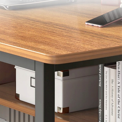 Birou cu rafturi 120 cm – stejar deschis, MDF + metal, design loft modern
