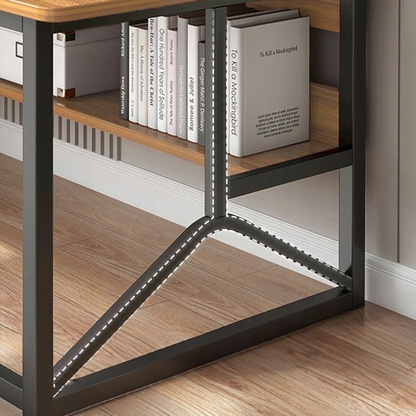 Birou cu rafturi 120 cm – stejar deschis, MDF + metal, design loft modern